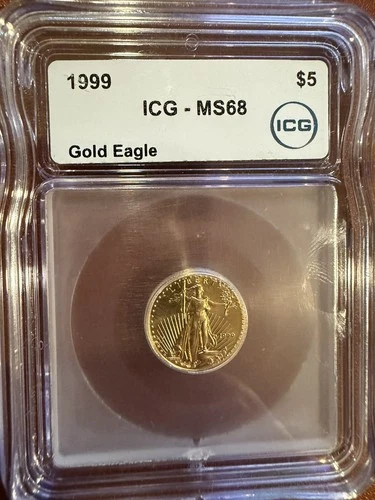 1999 1/10 Oz Gold $5 American Gold Eagle MS68 ICG