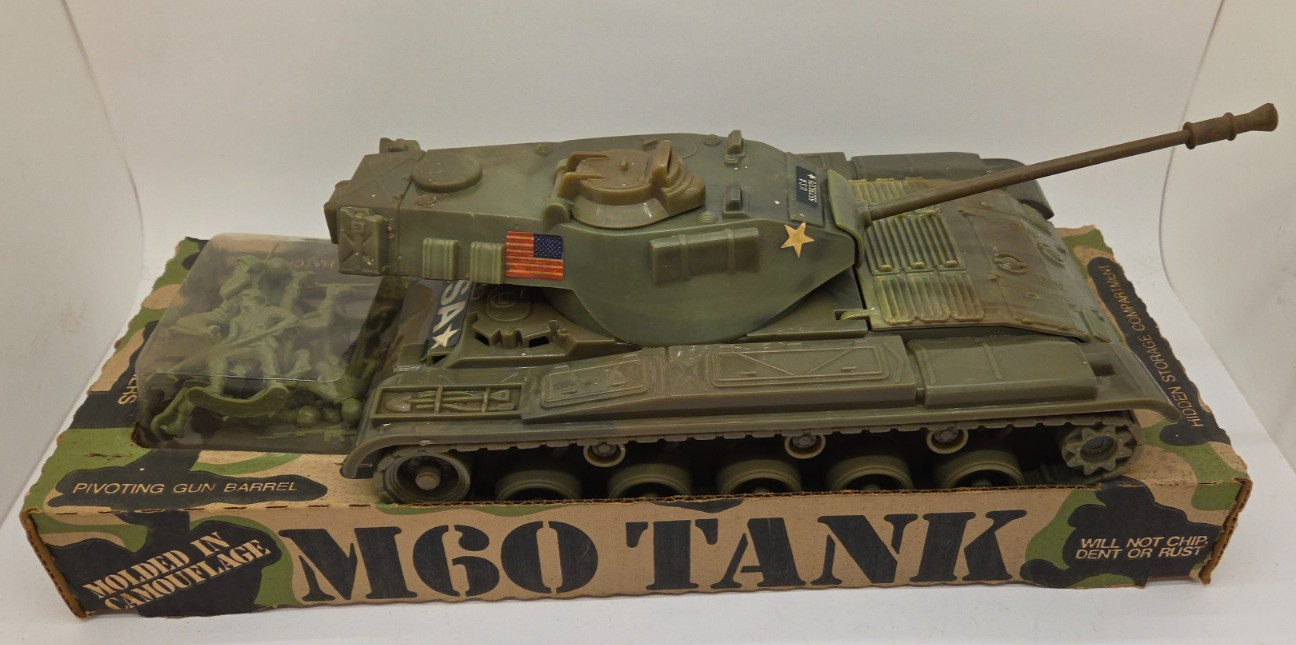 Vintage Tim Mee Toy No. 7520 M60 Tank Includes 8 Soldiers Original