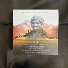 2024 HARRIET  TUBMAN COMMEMORATIVE COIN PROGRAM PROOF SILVER DOLLAR / COA + BOX