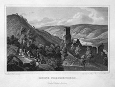 1850 Burg Freudenberg Baden-Württemberg Ansicht Stahlstich engraving Bamberger