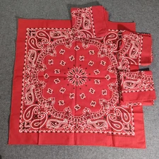 4x Vtg  Hav-A-Hank Red Cotton Bandana Handkerchief Western Cowboy Biker Scarf