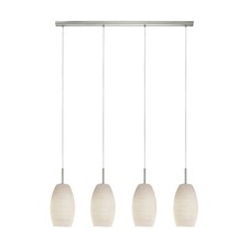 Image of Pendant Light Satin Nickel Shade White Glass Wiping Technique Bulb E27 4x40W