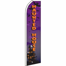 Haunted House Halloween Flag Flutter Feather Banner Swooper