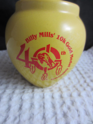 Billy Mills 10K 40th anniversary gold medal small collectible yellow pot