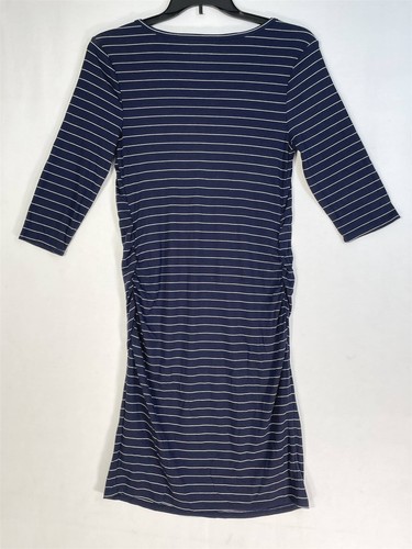 Vestido Isabel Maternidad Bodycon Henley XS Manga 3/4 Acanalado Azul Oscuro Rayas - Imagen 2 de 14