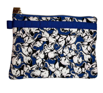 Carolina Herrera Neiman Marcus Blue White Black Elephant Cosmetics Bag Pouch