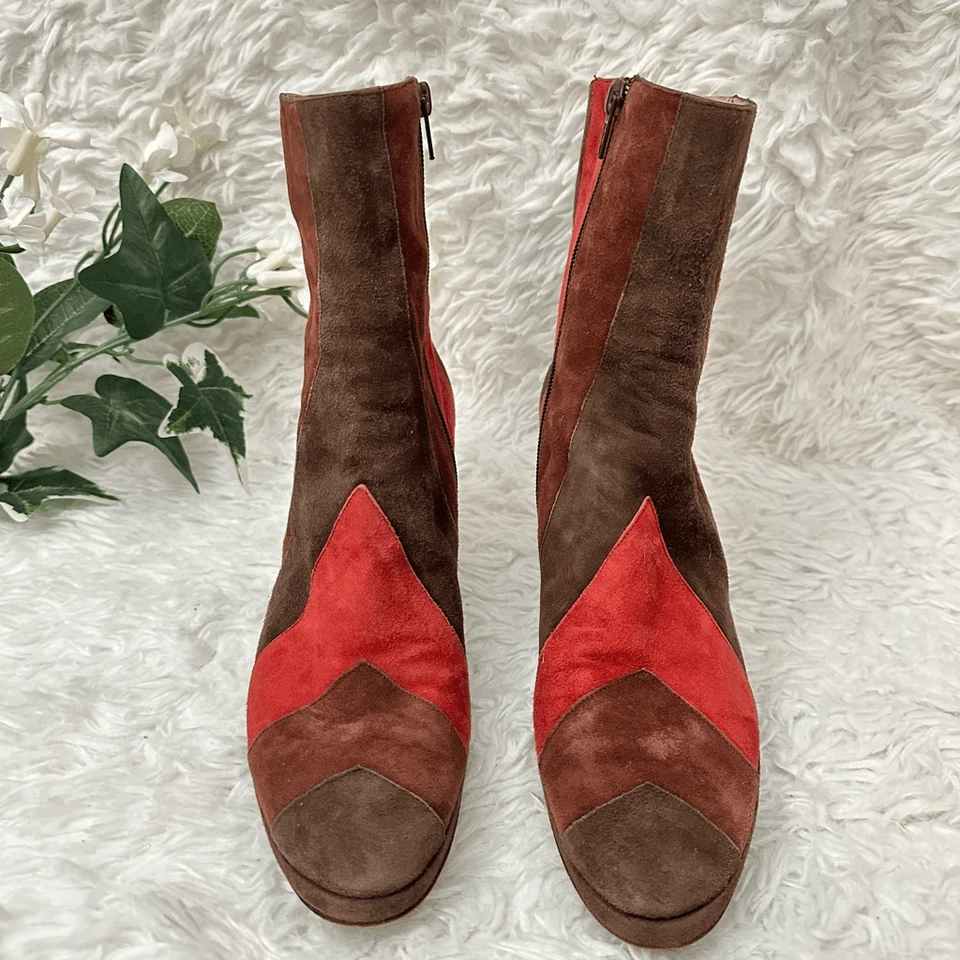 AUDLEY LONDON Botines de Gamuza Suave Multicolor Patchwork Talla Cremallera Talla 38/7.5 Foto 3 de 4