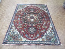 8'11 x 11'9 Hand Knotted Rust Red Antiqued Serapi Fine Oriental Rug G8127