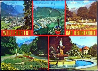Multiple Views of Bad Reichenhall, Valley, Cable Car, Turtle Fountain, Germany