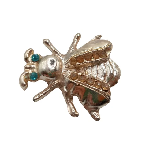 Vintage Fly Rhinestone Brooch Bug Insect Pin Costume Jewelry