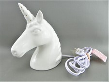 White Ceramic Unicorn Light Up Night Light Table Desk Nightstand Playroom Lamp