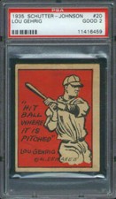 1935 Schutter Johnson Candy #20 Lou Gehrig PSA 2 New York Yankees HOF
