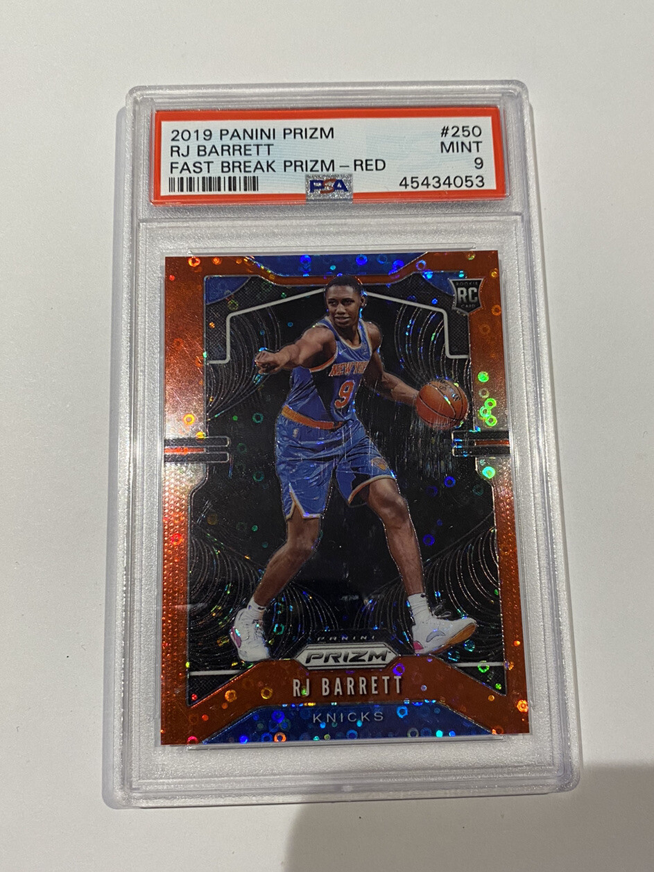 2019-20 panini prizm rj barrett Rookie Red Disco /125 PSA 9 Fast Break Knicks