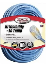 CCI 02569 12/3 100 ft Hi-Visibility Low-Temperature Outdoor Extension Cord Heavy