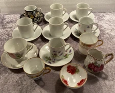 9 Pc. Lot Demitasse Cups/Plates, and other items. Bavaria, England, Japan, etc.