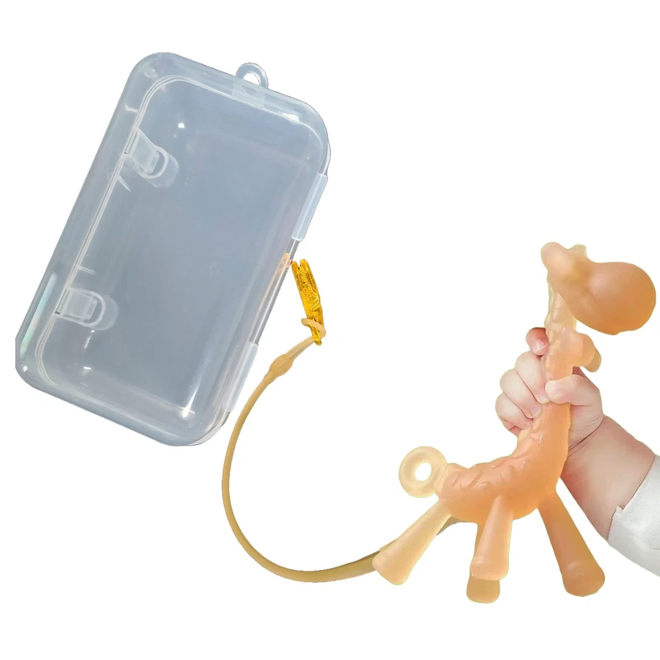 Mordedor de dentición de bebé con forma de jirafa de silicona juguete para masticar sin BPA con correa de caja Foto 3 de 4