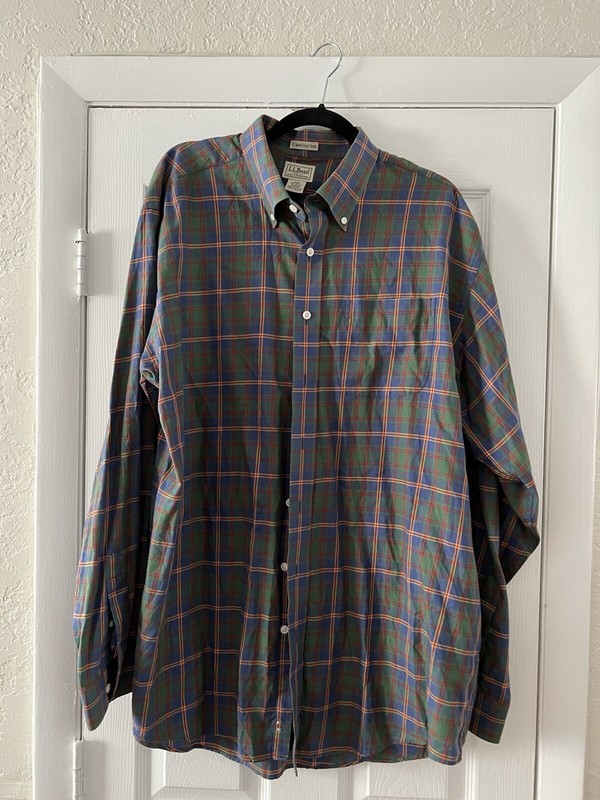 LL Bean Long Sleeve Flannel Shirt Men's XL Tall Plaid Fall Outdoors Hiking