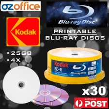 PREMIUM 30 x KODAK Blank Blu-Ray Discs 25GB BDR 4X White Inkjet Printable Disc