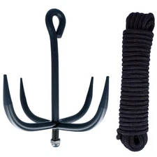 ASR Outdoor Ninja Grappling Hook with 33 Feet Nylon Rope Compact Black Finish