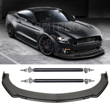 For Ford Mustang GT Carbon Fiber Front Bumper Lip Spoiler Splitter + Strut Rods