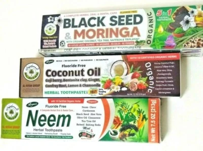 3 Pack Mix ~ Al-Riyan, 10 in 1 Flouride-Free Organic Herbal Toothpaste, 7.5 oz -