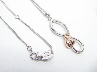 Clogau Silver & 9ct Rose Gold Tree of Life Ivy Leaf Pendant & 22'' Chain