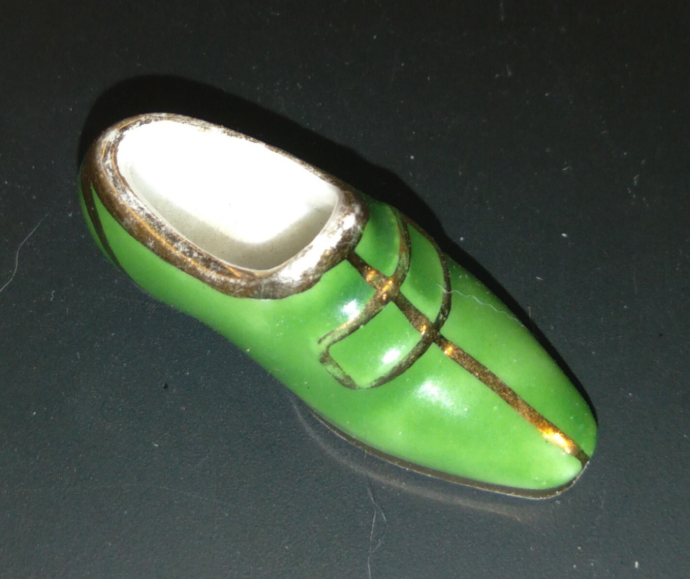 Two (2) LIMOGES Mini Porcelain Flat Shoes Slippers 1 Green, 1 Black eBay