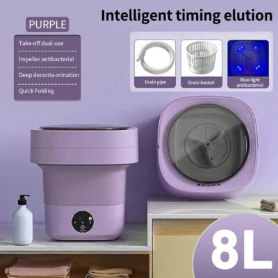 #ad #ad 8L Portable Mini Washer Foldable Washing Machine Camping Travel Laundry Clothes $23.98