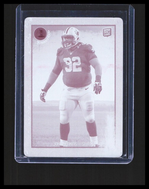 2013 John Jenkins Rookie Card 1/1 Turkey Red Magenta Printing Plate #94 Saints