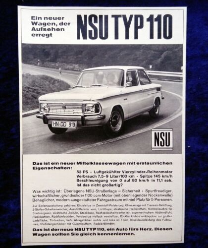 NSU Typ 110, originale Werbung aus 1965 - Afbeelding 1 van 2
