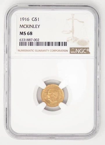 1916 $1 McKinley Gold Dollar MS68 NGC 945134-8