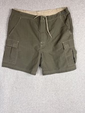 Trader Bay Men's Large Swim Trunks Cargo Elastics  Drawstring Green