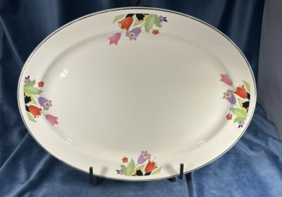 Vintage Superior Hall Quality 13'' Oval Serving Platter...Crocus Pattern
