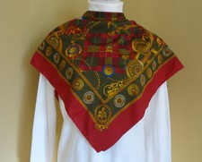 VTG Women's Honig Scarves Green Multi Colored Square 34"x34" Scarf Made in Italy