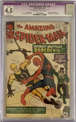 AMAZING SPIDER-MAN #16 - CGC VG+ (4.5) R - 1ST DAREDEVIL CROSSOVER (CENTS) 