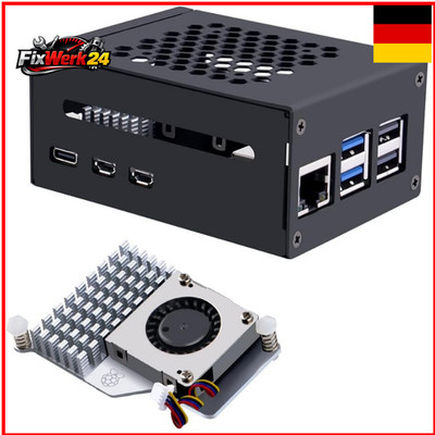 GeeekPi Raspberry Pi 5 Gehäuse mit Active Cooler und PCIe M.2 SSD Shield