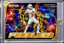 Quinn Ewers 2025 Panini Prizm Draft Picks Fearless Gold Ice RC #F-QES Texas