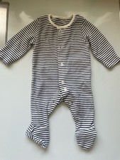 M&S Baby Striped Footed Cotton Jersey Babygrow Popper Fastening 1 Month