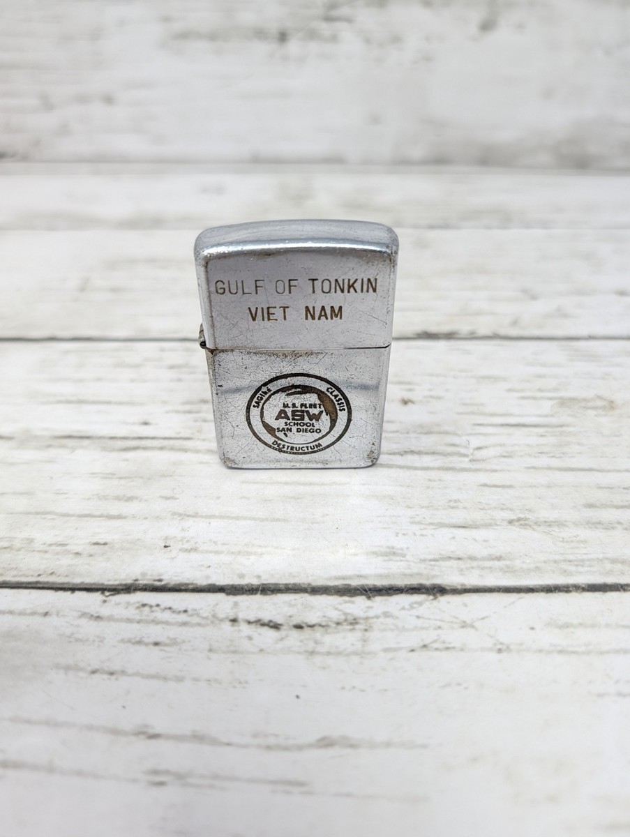 Vintage 1965 Zippo Lighter - Gulf Of Tonkin - ASW School - VIETNAM