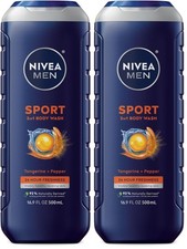 Nivea Men Sport Body Wash with Revitalizing Minerals, 16.9 Fl Oz Pack of 2