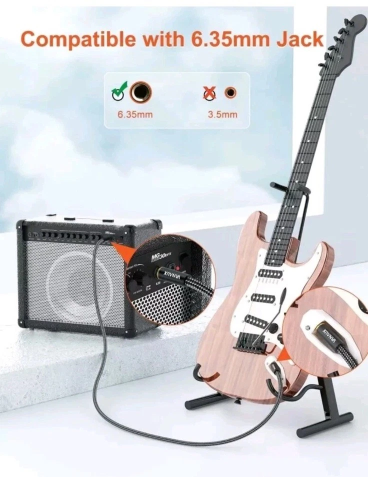 1/4 Inch Straight Instrument Cable 6.35mm Mono Jack TS Speaker Cable  - Image 3 of 4