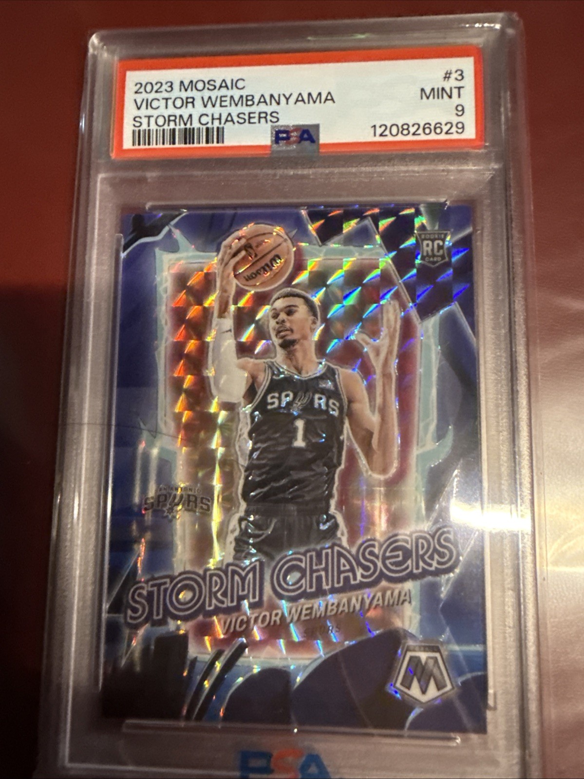 Victor Wembanyama RC 2023-24 Mosaic STORM CHASERS #3 PSA 9 Spurs Rookie