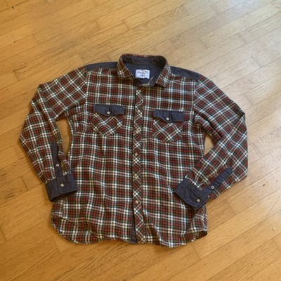 Vtg Arnold Palmer Flannel Plaid Denim Pearl Snap Shirt Men's Small, Japan ''3''