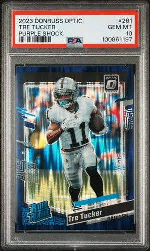2023 PANINI DONRUSS OPTIC PURPLE SHOCK #261 TRE TUCKER ROOKIE RC PSA 10