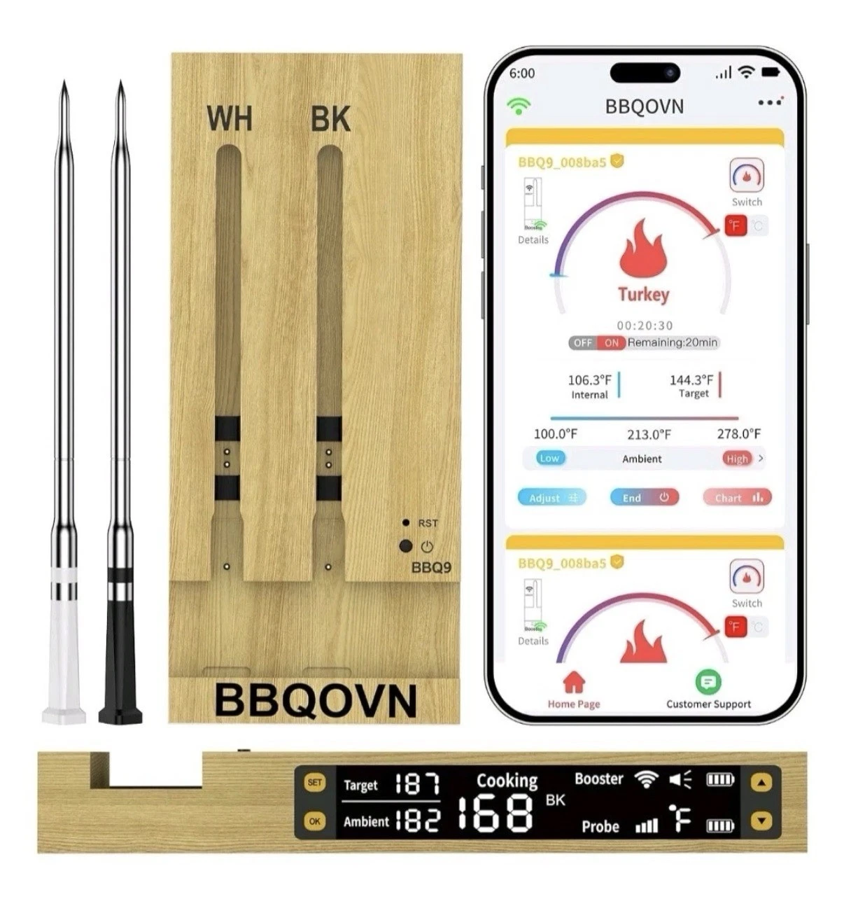 WIFI Wireless Meat Thermometer Unlimited Range 7 NIST Certified Accuracy
Opens in a new window or ta