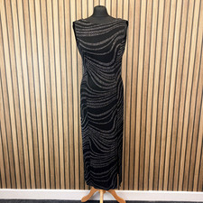 Joseph Ribkoff Evening Dress UK 14 Black Silver Maxi Fitted Straight Slit