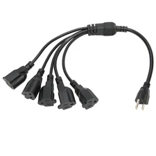 Heavy Duty 3 Prong 1 to 5 Outlet Power Cord, 16AWG Splitter Cable for Compute...