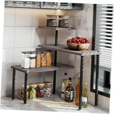Countertop Organizer Organization 3 Tier Kitchen Corner Shelves Dark Gray Oak