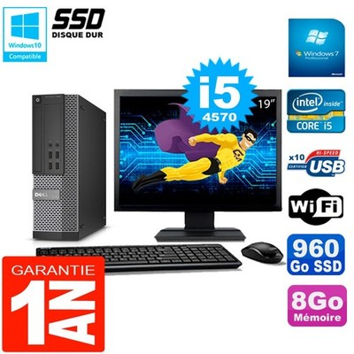 PC DELL 7020 SFF Bildschirm 19 '' Core I5-4570 RAM 8Go Festplatte 960 GB SSD Wifi