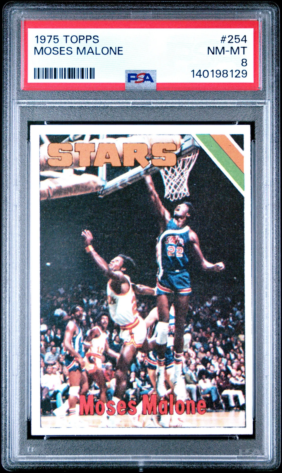 1975 Topps #254 Moses Malone Rookie HOF Utah PSA 8